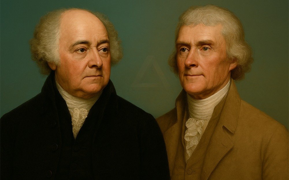 John Adams (left) and Thomas Jefferson (right) - stylised image.